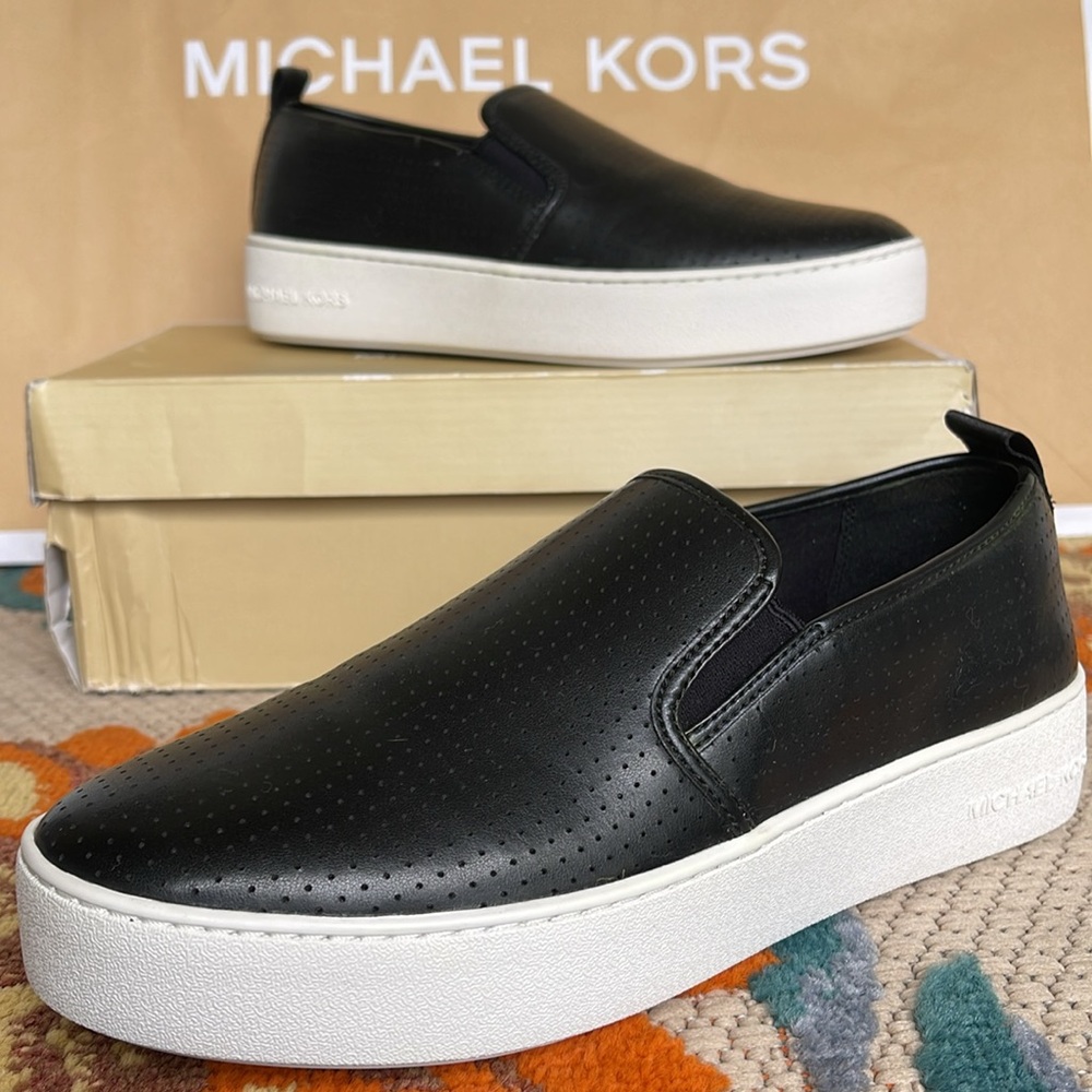 Michael Kors TEDDI SLIP ON NAPPA PU PERFORATED 4959TDFP4L NIB Platforms Sneakers - Picture 15 of 16